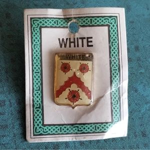 Vintage White family crest pin lapel enamel brooch coat of arms